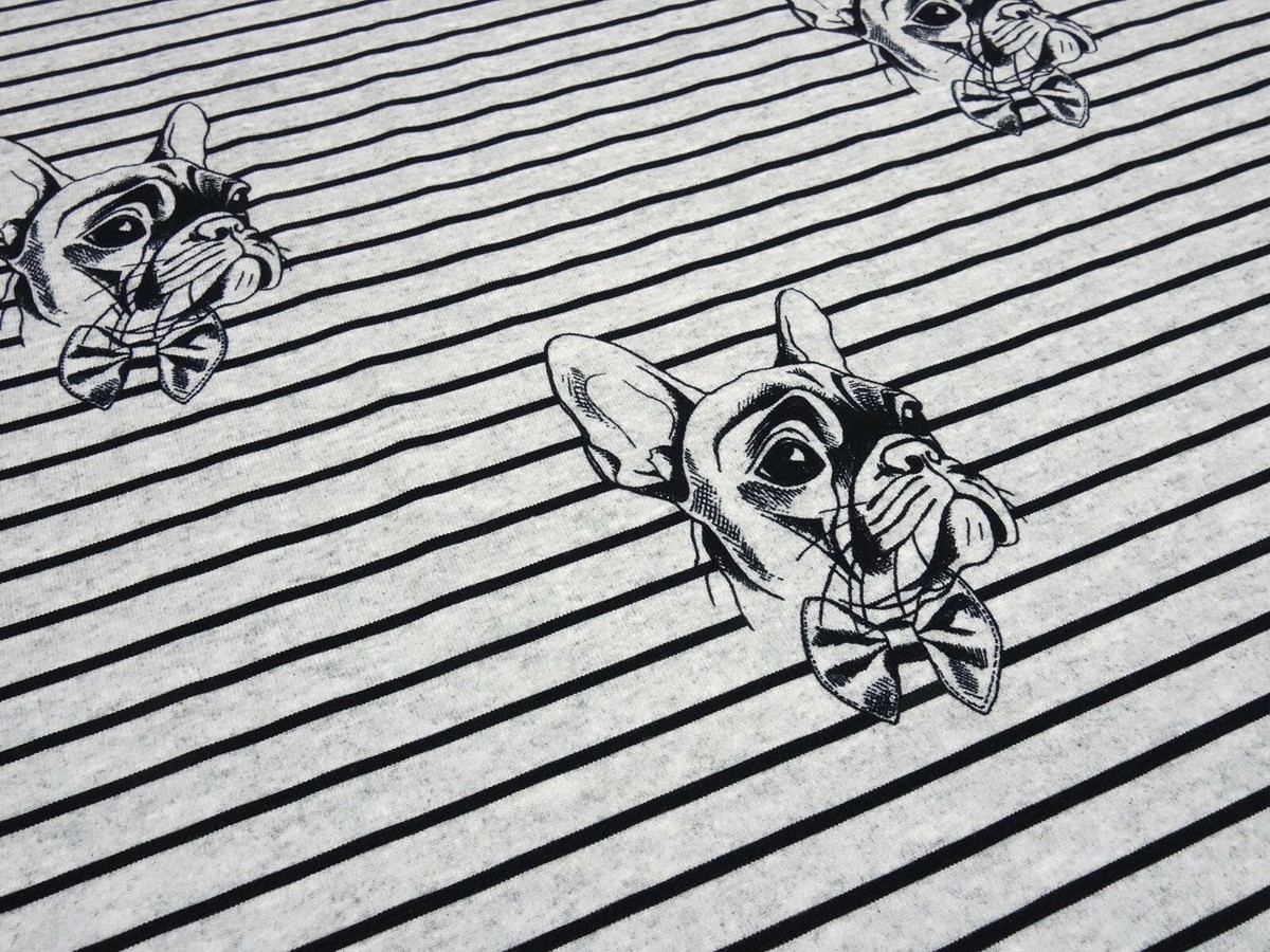 French Bulldog Jersey Stoff Hundemotiv Stoff Baumwolle Jersey Hund