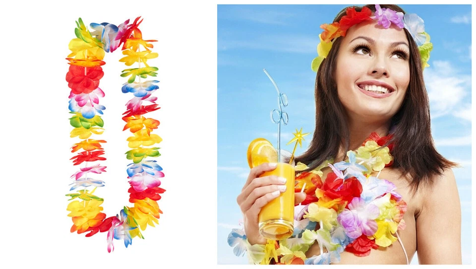E-PARTY4U Hawaiian Hawaii Lei Garland Flower Necklace Fancy Dress Beach Party Hula Aloha