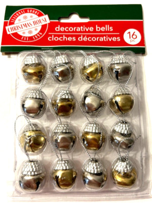 New Christmas House Tree Decoration 16 PC Metal Bells 1996 (28 years old)
