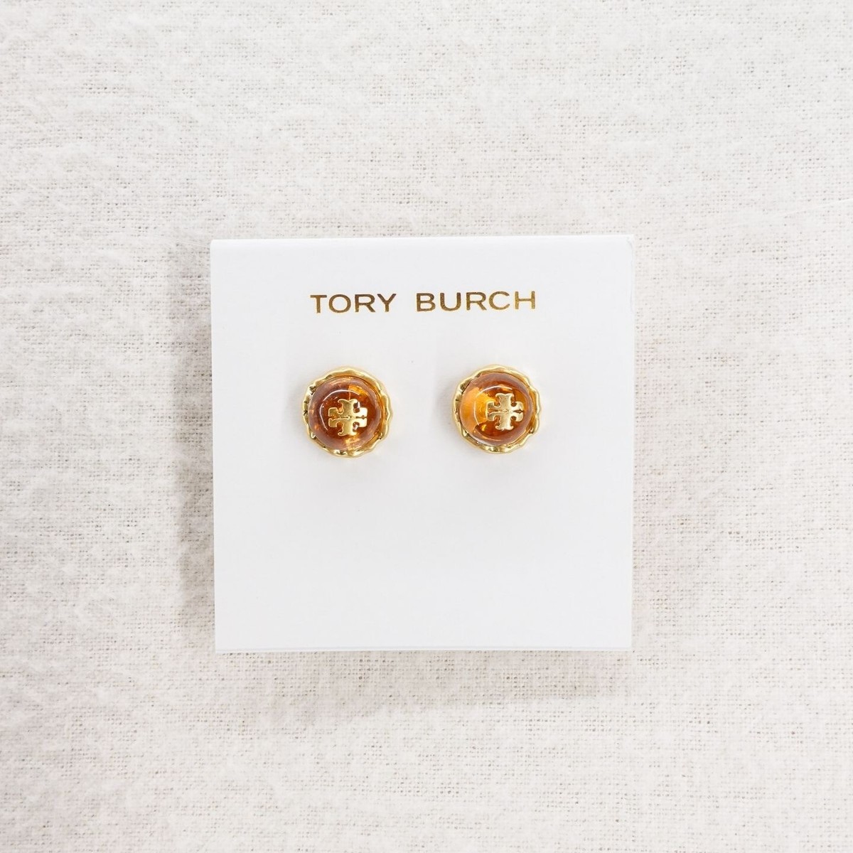 Tory Burch Roxanne Circle Stud Earrings Rolled Brass/Pale  Tory Burch Earrings(Brand New) main image 0