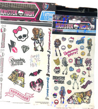 NIP Mattel Monster High 12 Tattoo's 4 Sheets Stickers 2011 2012 Use or Collect