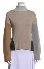 Magaschoni Womens Tan Blue Gray Cashmere Sweater New NWT Medium