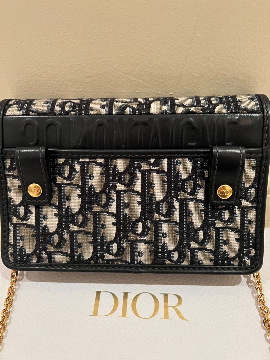 CHRISTIAN DIOR 30 Montaigne Oblique Jacquard Crossbody Bag Blue