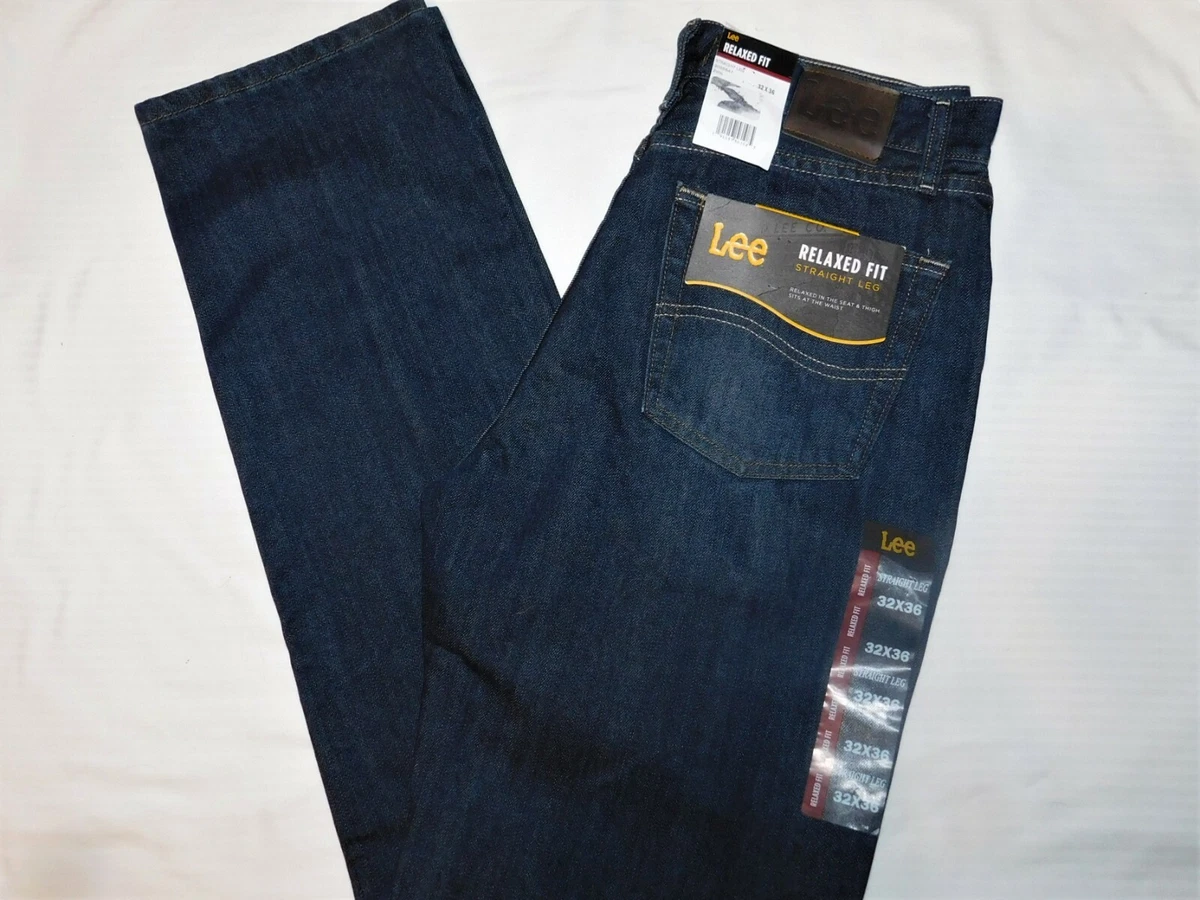 LEE Relaxed Fit Jeans Straight Leg Relaxed Seat &amp; Thigh Below Waist Dk Blue | eBay