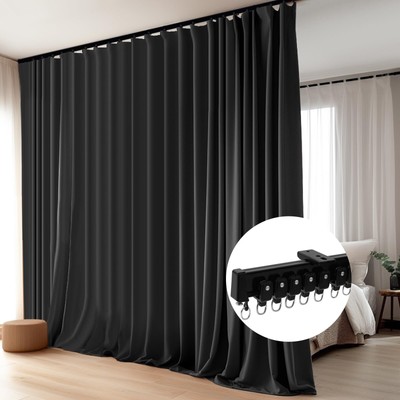 Room Divider Blackout Curtains Flexible Sliding Tracks Sets Ceiling Mounted R...