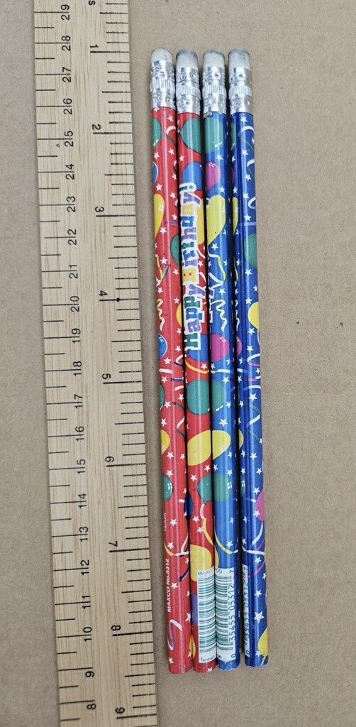 Vintage Happy Birthday Pencils Lot of 4 Pencils Happy Birthday Wood Pencils