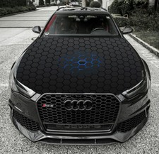 Hood Vinyl Wrap Graphics Decals Blue Glow Honey Comb Custom Sticker New H58.