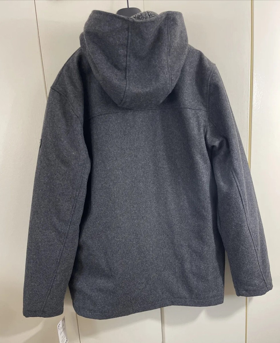 English Laundry Men's Hooded Wool Blended Parka Jacket Coat Size L