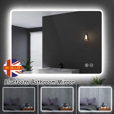 Bluetooth LED Bathroom Mirror with Lights Illuminated Demister Pad Wall Mounted
