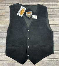 Vintage DEADSTOCK Paragraff Genuine Leather Vest Size L Black Snap New