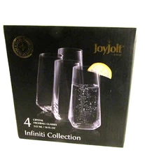 JoyJolt Infiniti Highball Glasses 18 Ounces Cocktail Glassware Set of 4