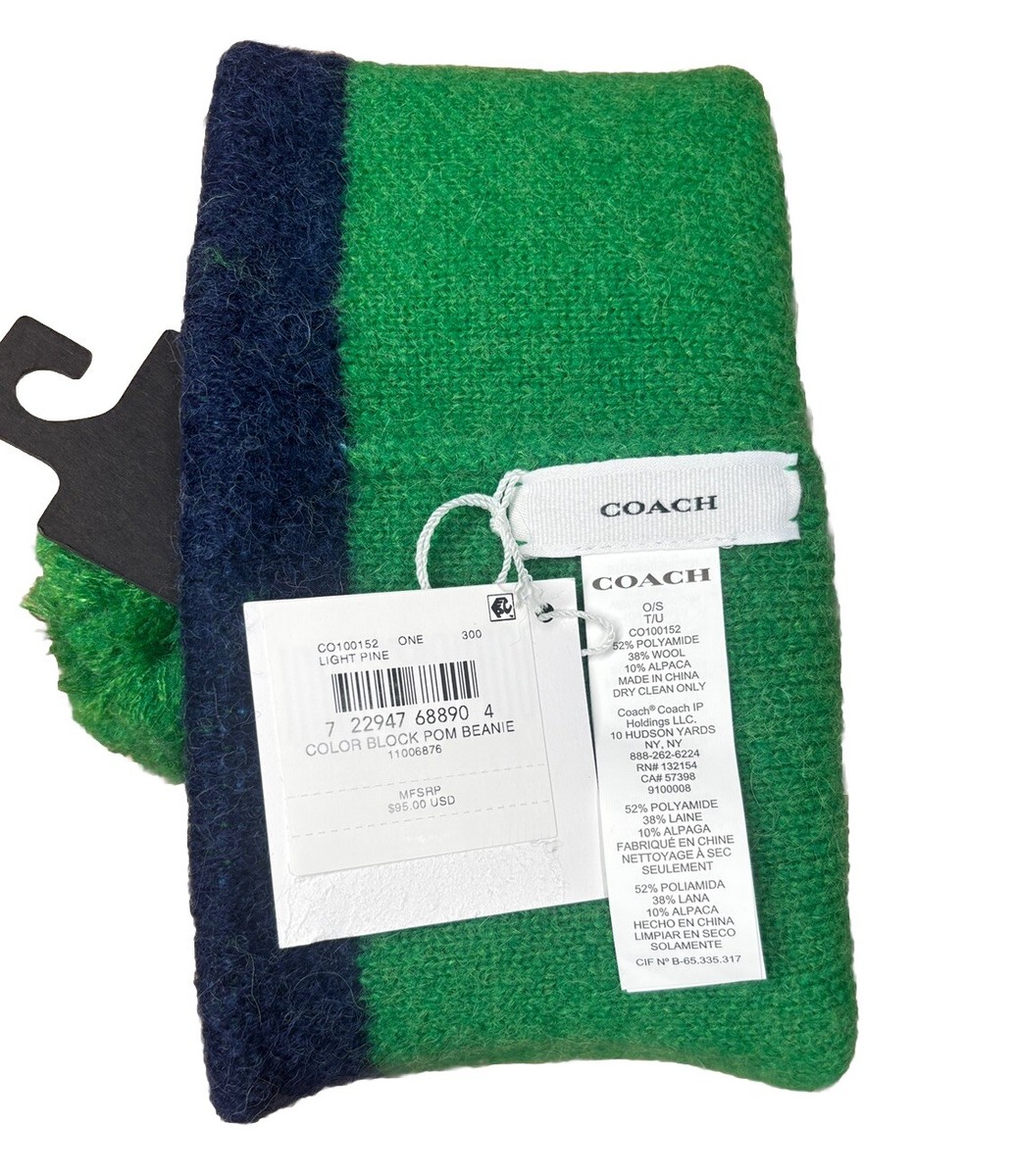 Coach colorblock pom beanie in light pine NWT COACH Women main image 2