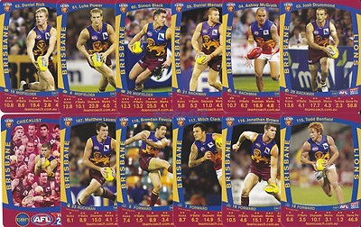 2011 AFL TEAMCOACH Team Set Brisbane LIONS 12 cards inc. Fevola & Brown