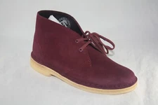 CLARKS ORIGINALS WOMEN'S DESERT BOOT BORDEAUX SUEDE 261-38219 2-EYE LACE UP 