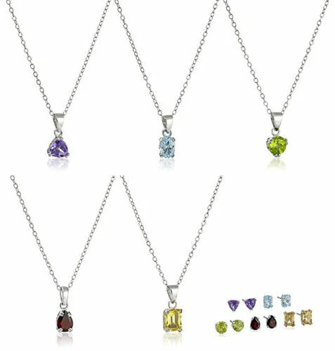 Parure con diamanti e gemme in argento sterling ametista