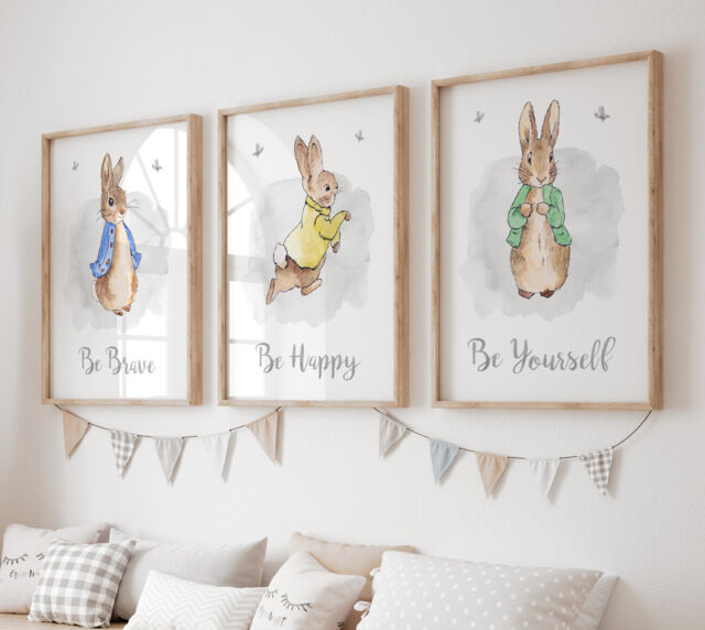 Set of 3 Peter Rabbit Nursery Wall Art Prints Posters Childrens Bedroom Pictures