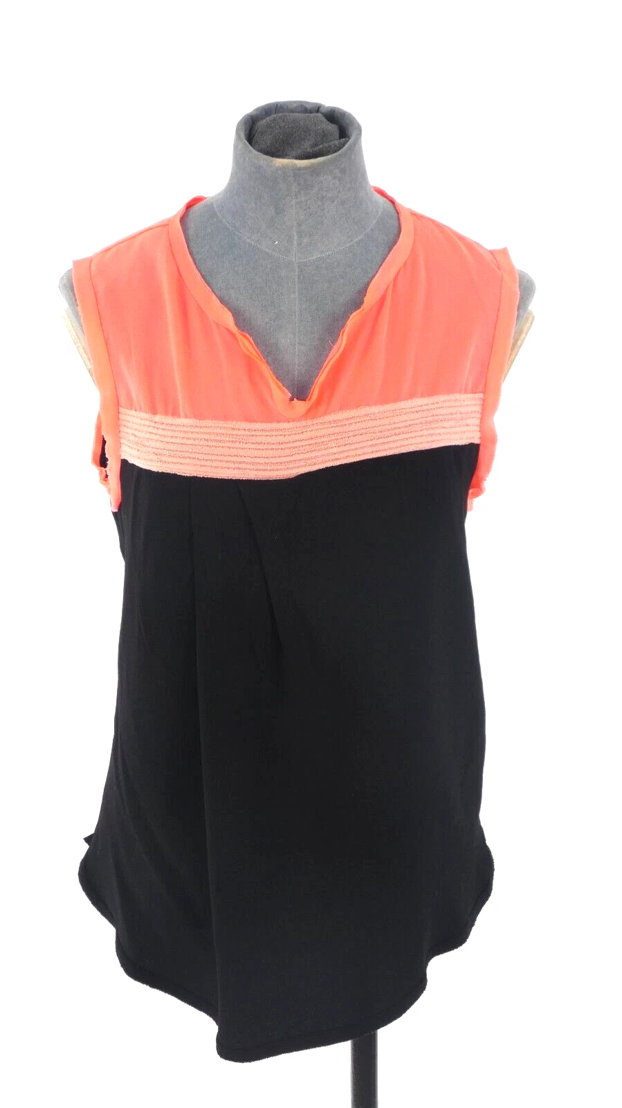 Maje Womens Blouse Top V Neck Colorblock Sleeveless Summer Casual Size 2 S