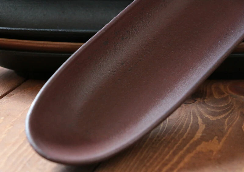 Primitive Wood Tray 16 inch Burgundy Rustic Oval Dish for Potpourri or Candles - Image 2 of 3