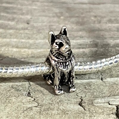 German Shepherd Dog Puppy Friend Animal Silver European Charm Bead