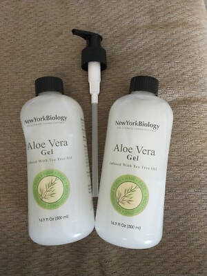 (2) New York Biology Aloe Vera Gel for Skin Face and Hair - Infused with Tea... 