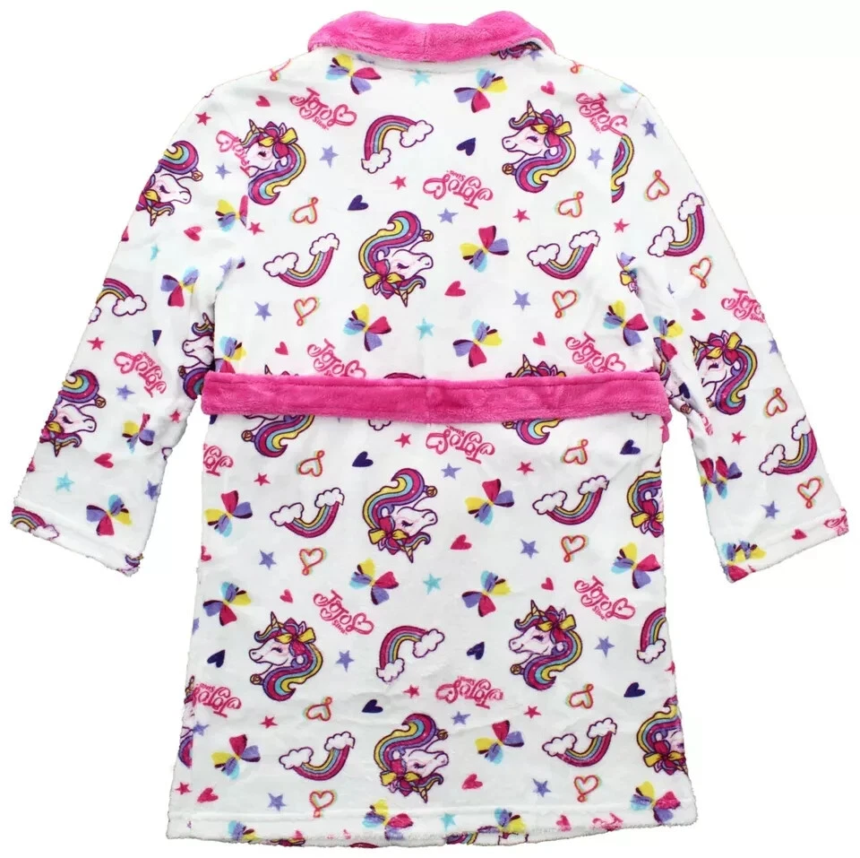 Juego de 2 batas y pantuflas de pijama JoJo Siwa arco iris unicornio blanco/rosa talla 6/6X Foto 2 de 4