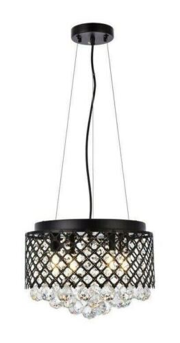 Chandelier Light Fixture Crystal Balls Pendant Black Living Dining Room Lighting