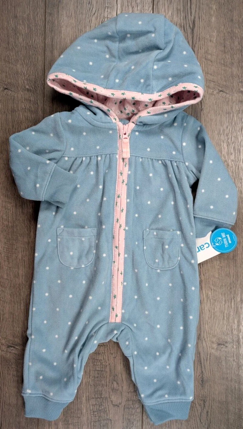 Baby Girl Clothes New Carter's 3 Month Blue Fleece Fox Hooded Outfit