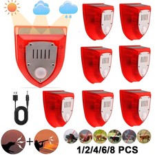 1/2/4/6/8PCS Solar Alarm Motion Detector with Sound Outdoor Motion Sensor 129db