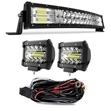 LED Light Bar Curved Led Bar Off Road Light W/ 2pcs 4in 60W LED 22 Inch White