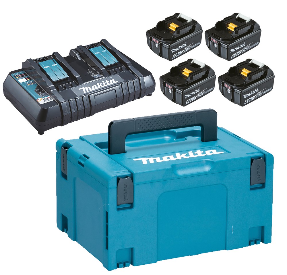 Pack 4 batteries BL1860 Makita 6Ah avec indicateur de charge LXT