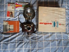 Argus C44 35mm Film Camera with Flash, Manual, Partial Box, Extra Bulbs