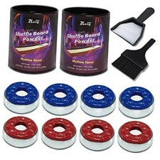 Shuffleboard Pucks and Sand Set - 2 1/8" Table Pucks with 2 Cans Wax 2 Cans