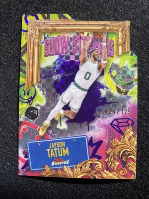 2024-25 Topps Finest #S-4 Jayson Tatum Show Stoppers Purple X-Fractor SP /125 