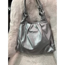 Loewe Anagram Metallic Nappa Flamenco Knot Tote – Silver