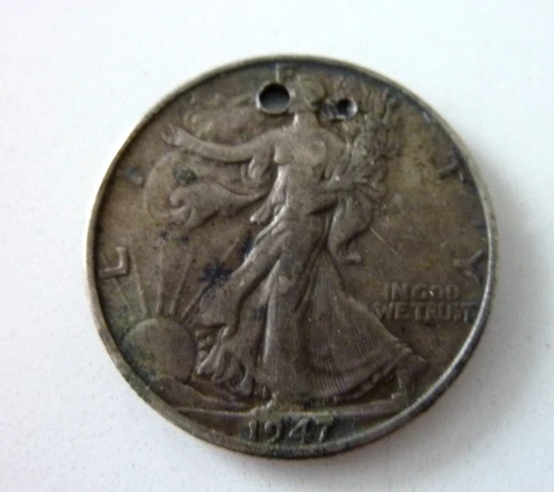 1947 Walking Liberty Half Dollar Drilled Hole