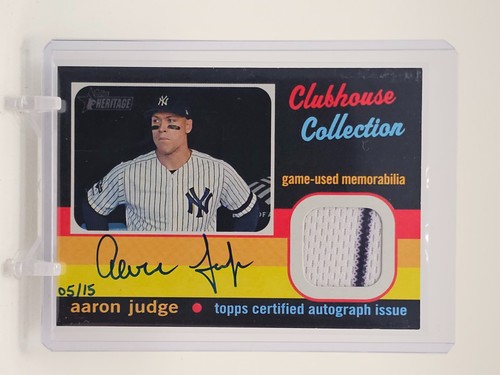 AARON JUDGE 2020 HERITAGE HIGH NUMBER CLUBHOUSE AUTO PATCH BLACK /15 Q4444