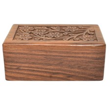 Cremation urn for ashes wooden urn box Small Carved Wooden Dog Cat pet Memorial