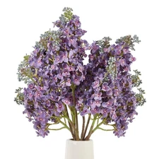 4PCS 25.6inch Lilac Artificial Flowers Purple Fake Delphinium Long Stem Silk ...