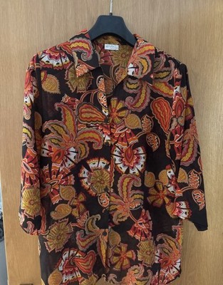 ERFO Vintage 70er Jahre Bluse Paisley Blumen Flowerpower Größe 42