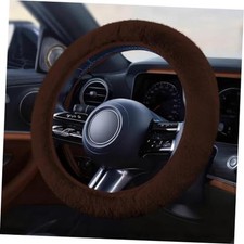 Fuzzy Car Steering Wheel Cover 15 Inch Soft Wool Fur Steering Wheel Coffee