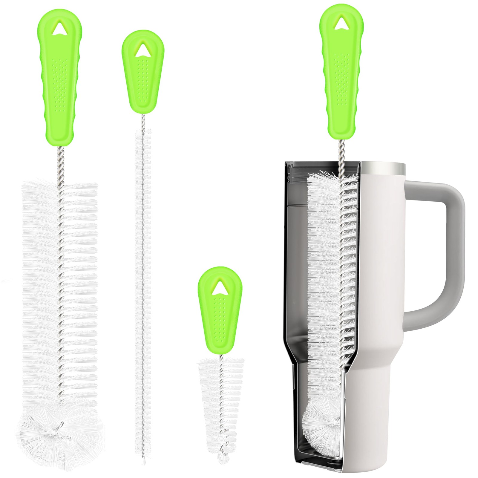 Bottle Brush Cleaner Set of 3, 14 in Long Handle Water Bottle & Straw Cleaner...