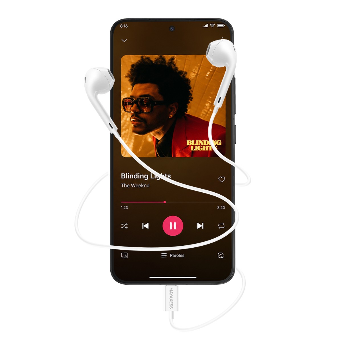 Écouteurs USB-C pour Xiaomi 15 avec micro intégré Mayaxess blanc