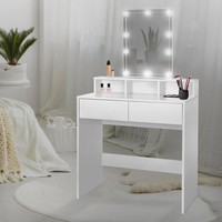 Schminktisch Weiß Kosmetiktisch Mit Spiegel Und Leds Frisiertisch Make-Up Tisch