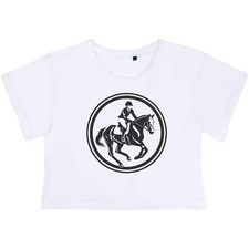 'Equestrian Rider with Horse in Circle Frame' Adult Crop Tops (CO048873)