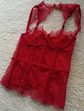 Red lace Victoria's Secret bustier 34B never worn no tags boning underwire Small