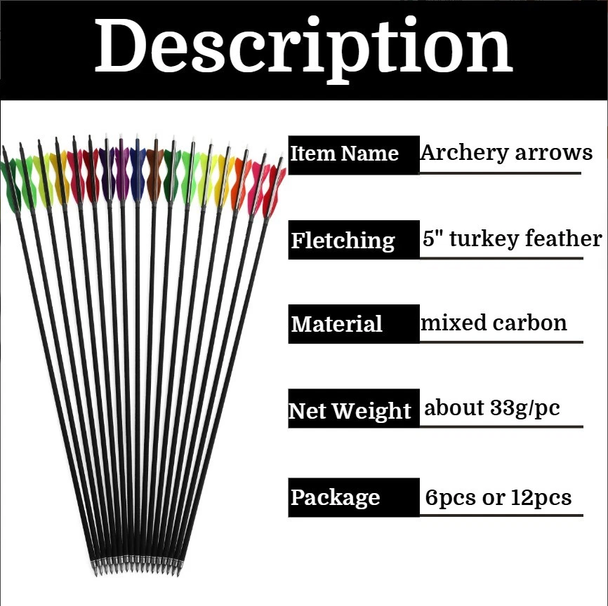 30" Carbon Arrows SP500 Natural Feather Recurve Bow Shoot Longbow Hunting Target - Image 2 of 4