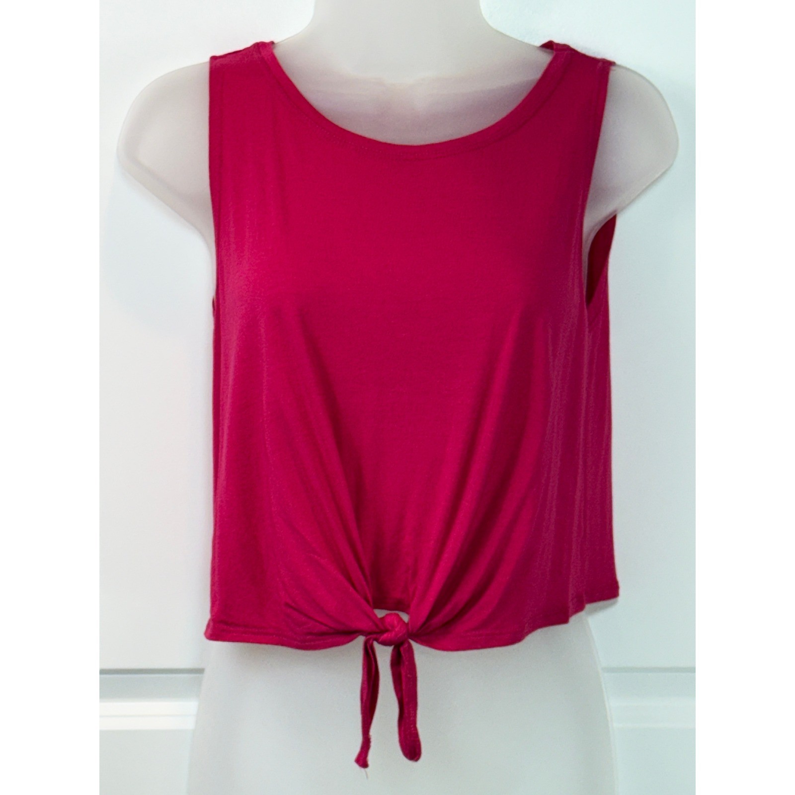 POOL Hot Pink Tie Front Tank Crop Top Women's Small Sleeveless Trendy S Fashion