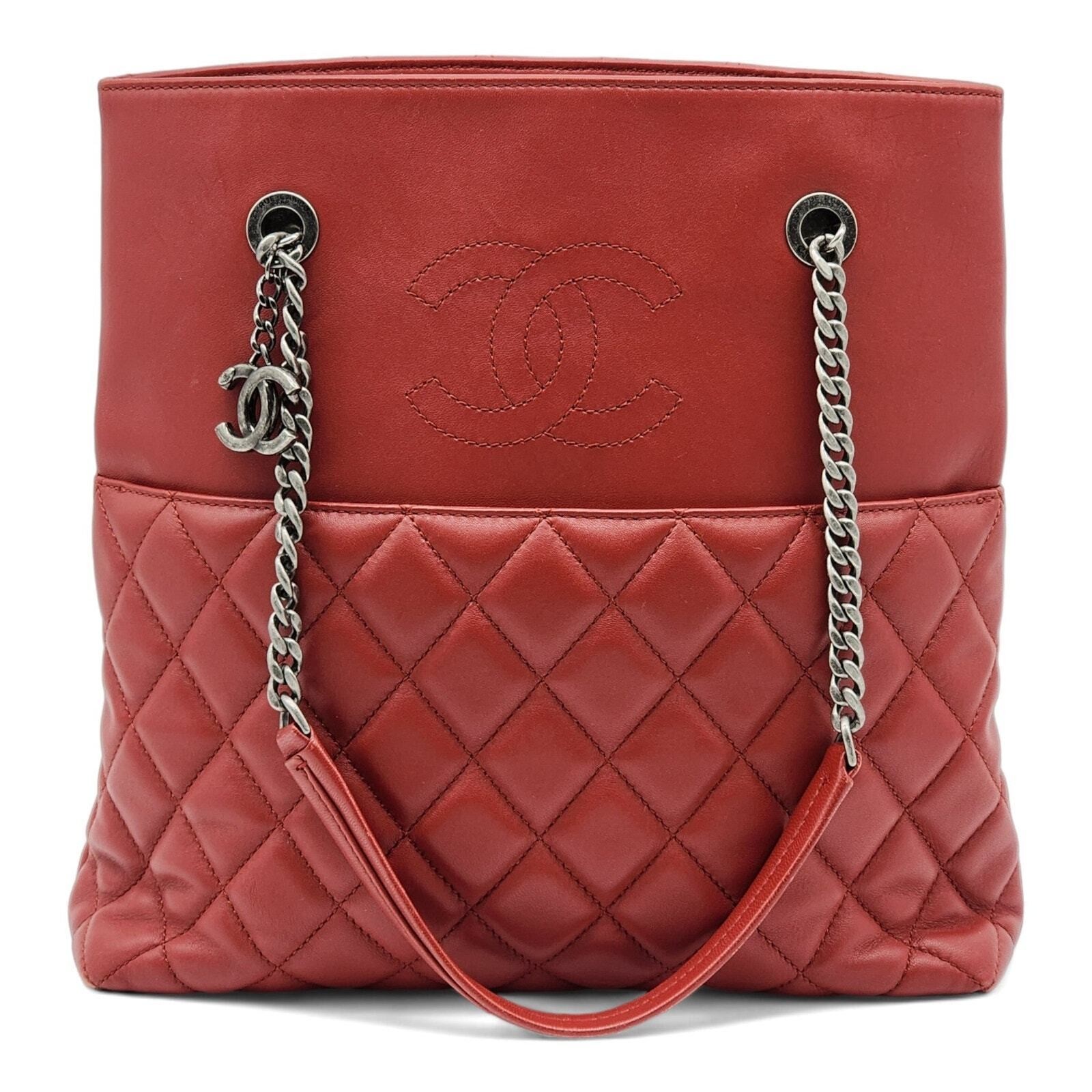 Chanel Red Quilted Leather Chain Tote Urban Delight Bag