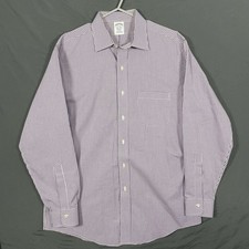 Brooks Brothers Mens 16-34 Classic Fit Non-Iron Supima Cotton Purple Check Shirt