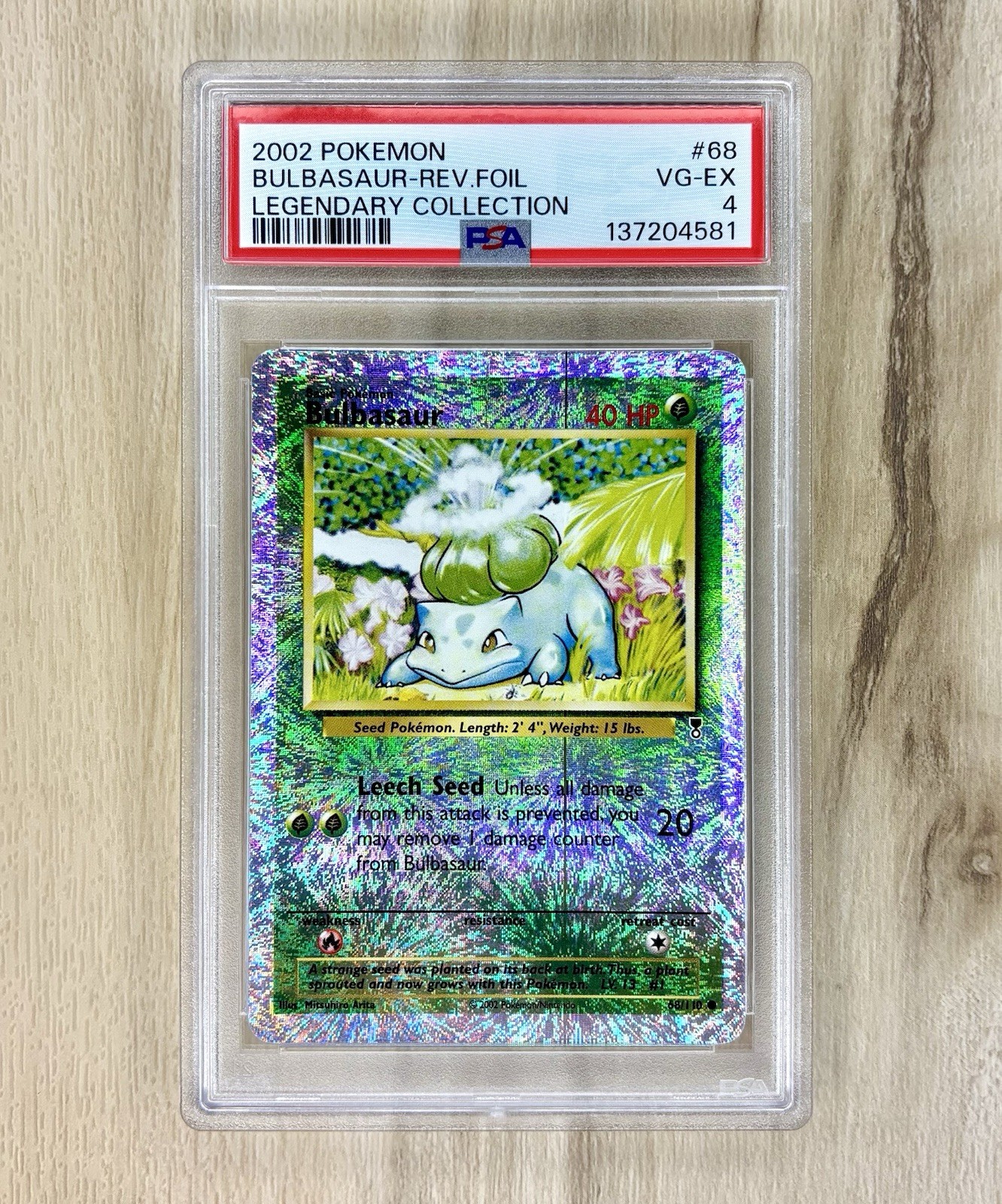 2002 POKEMON LEGENDARY COLLECTION #68/110 BULBASAUR REVERSE HOLO PSA 4